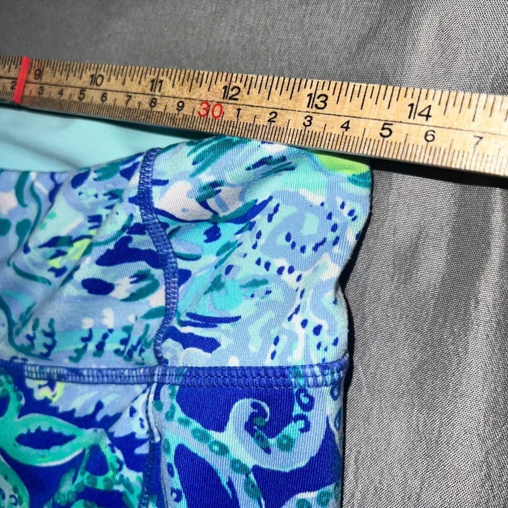 Lilly Pulitzer Luxletic Octopus Print Cropped Leggings Blue Green Cutout Mens M